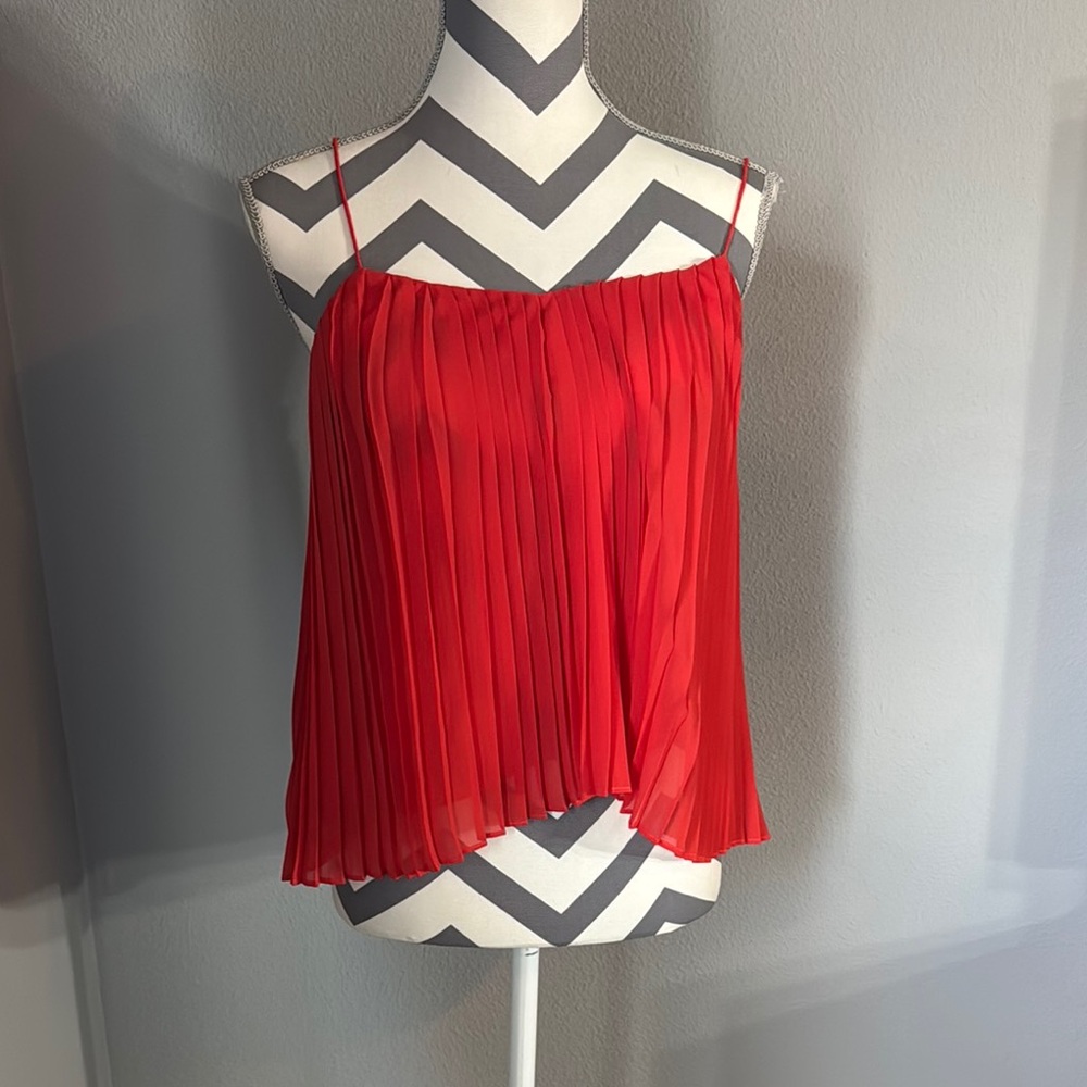 Red Pleated Women's Top